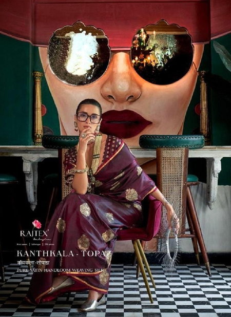 Kanthkala Topaz By Rajtex Satin Handloom Weaving Silk Saree Wholesalers In Delhi